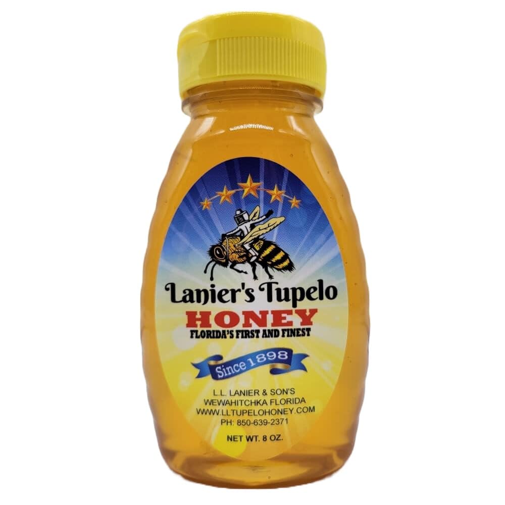 Tupelo Honey 8 Ounce Bottle  L.L. Lanier and Son's Tupelo Honey Since 1898  Florida's First and Finest Pure Tupelo Honey from the Apalachicola River  Swamps
