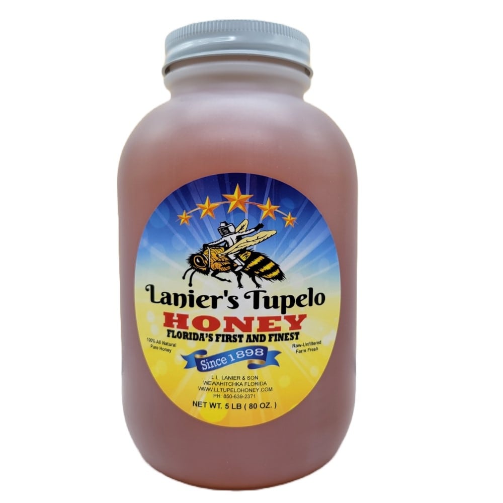 Tupelo Honey 5 Pound Jar  L.L. Lanier and Son's Tupelo Honey